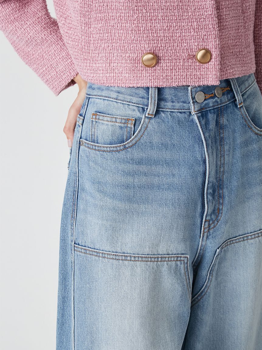 LILY BROWN「【WEB限定00サイズ】ダブルニーカーブワイドデニムパンツ」|デニム|