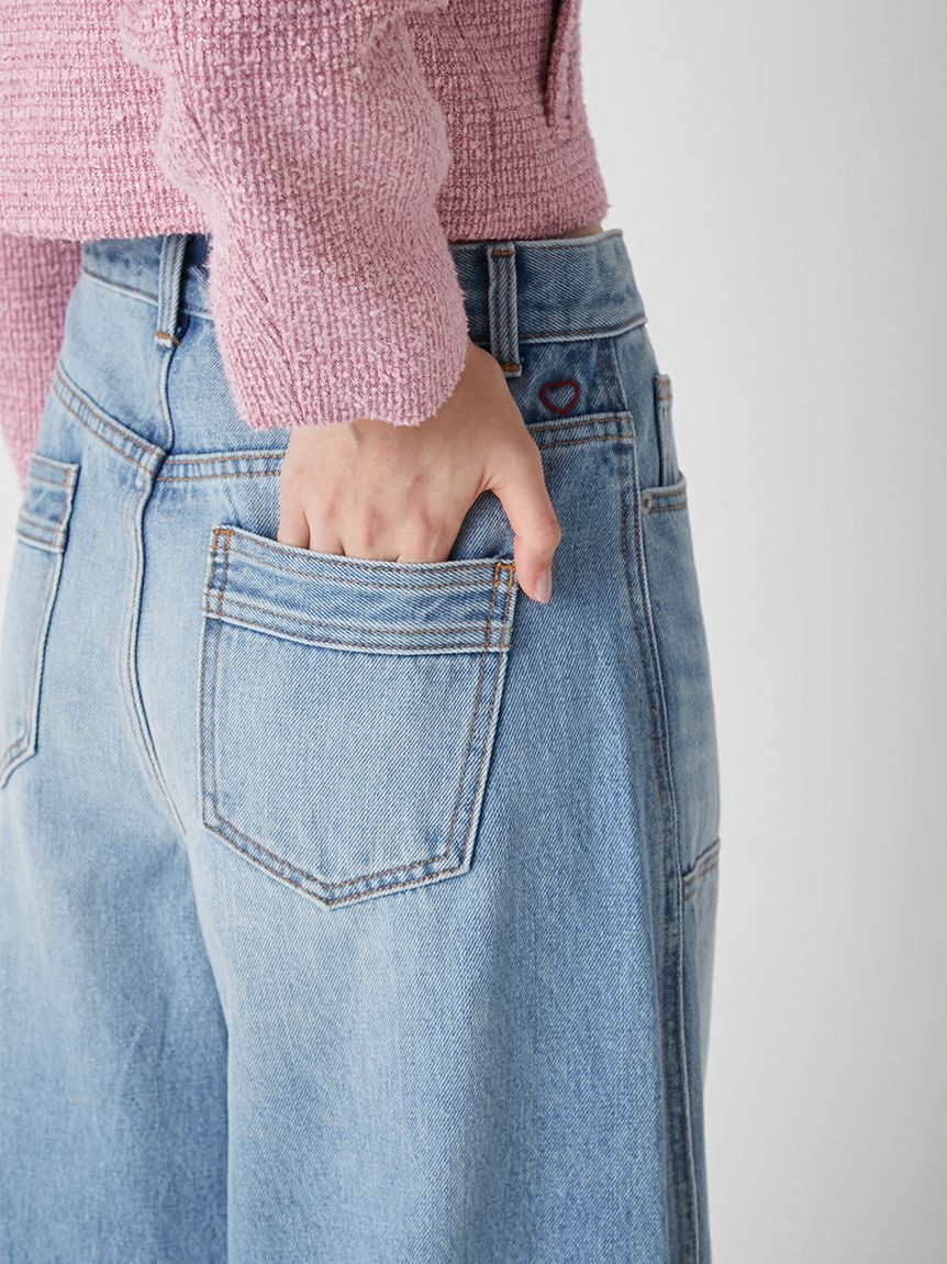 LILY BROWN「【WEB限定00サイズ】ダブルニーカーブワイドデニムパンツ」|デニム|