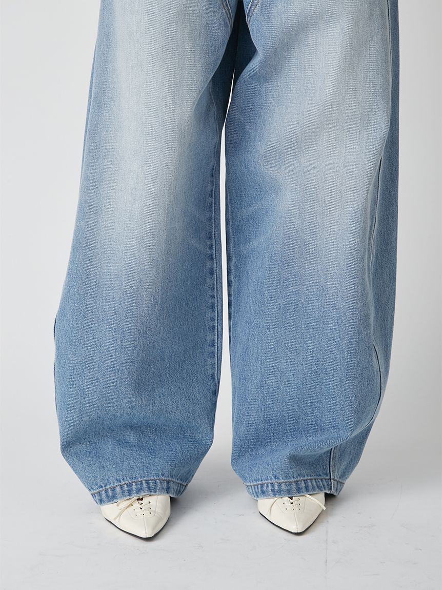 LILY BROWN「【WEB限定00サイズ】ダブルニーカーブワイドデニムパンツ」|デニム|