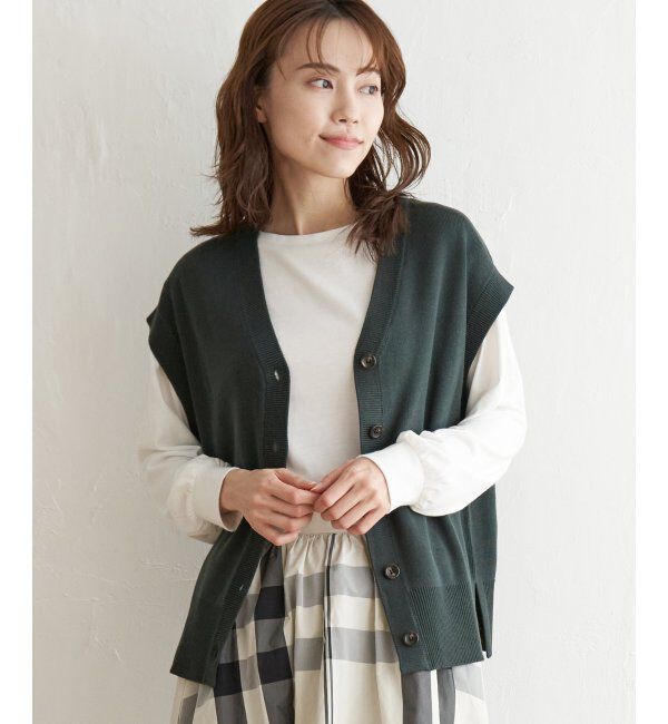 ikka「【2点セット】3WAYニットベストアンアンブル」|ニット・セーター|グリーン