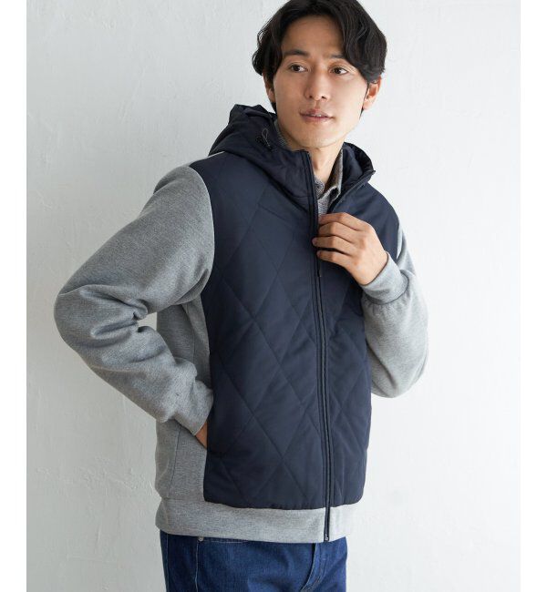 ikka「sorona(R)コンビ中綿パーカー」|ブルゾン・スタジャン|ネイビー