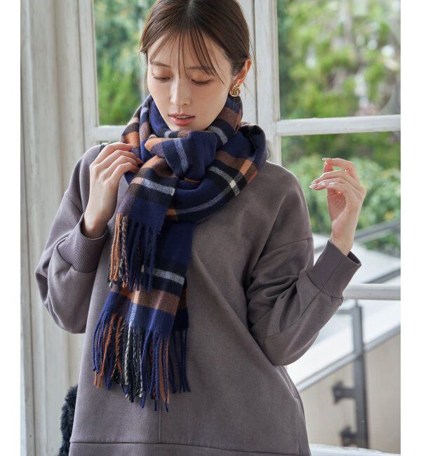 ikka「カシミヤタッチチェックマフラー」|マフラー|