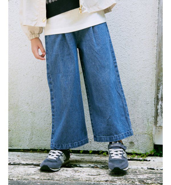 ikka kids「レースアップワイドパンツ（120~160cm）」|その他|ブルー