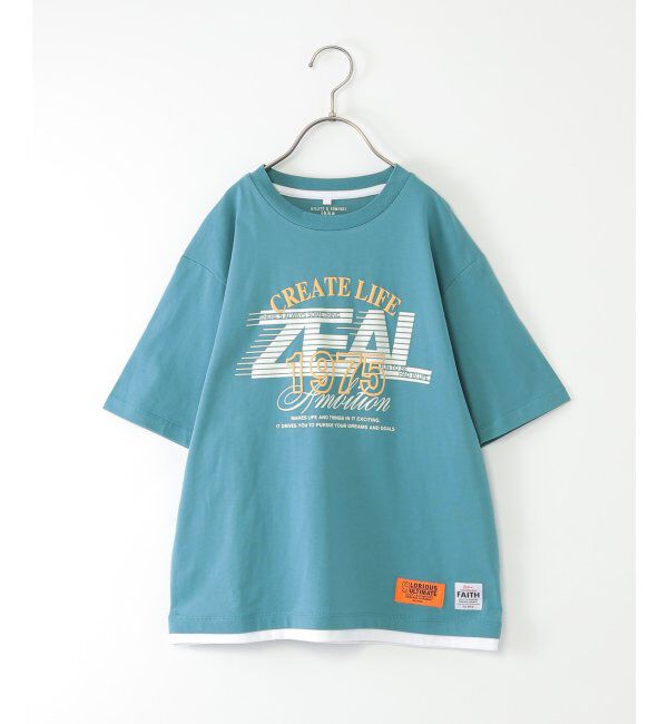 ikka kids「冷感裾レイヤードプリントTシャツ（120~160cm）」|Tシャツ・カットソー|ブルー