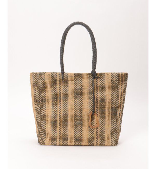 ikka「雑材ストライプトートバッグ」|その他|ブラック