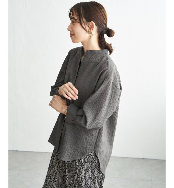 ikka「冷感リネンバンドカラーシャツ」|シャツ・ブラウス|