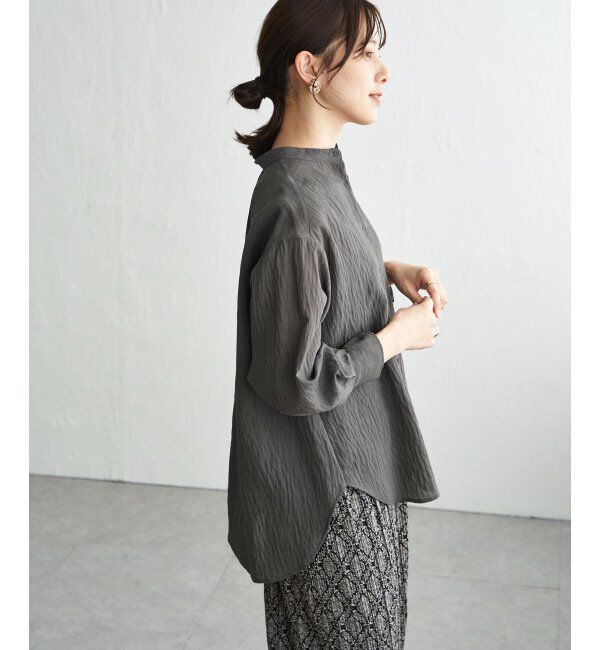 ikka「冷感リネンバンドカラーシャツ」|シャツ・ブラウス|