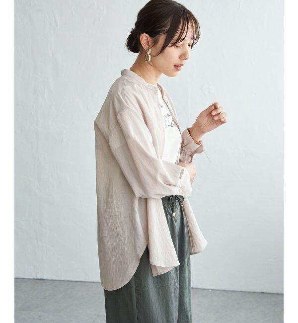 ikka「冷感リネンバンドカラーシャツ」|シャツ・ブラウス|