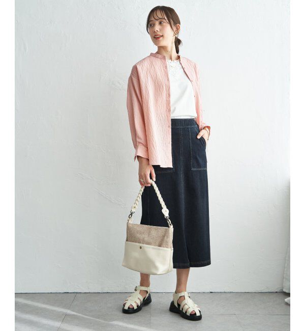 ikka「冷感リネンバンドカラーシャツ」|シャツ・ブラウス|