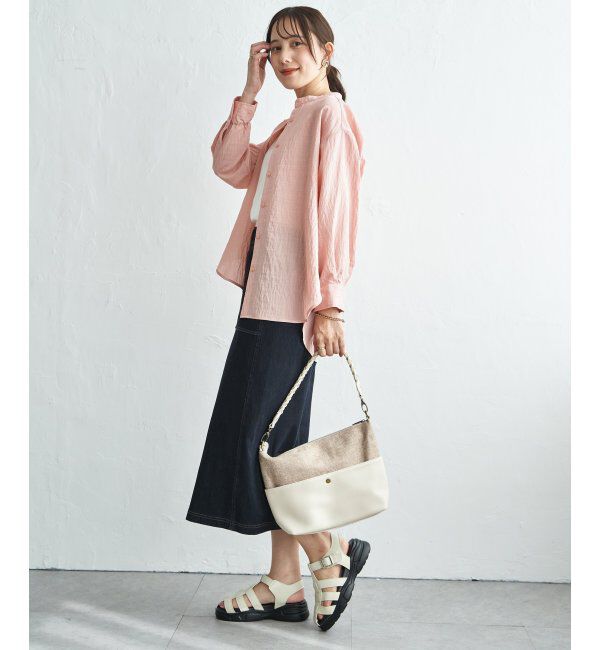 ikka「冷感リネンバンドカラーシャツ」|シャツ・ブラウス|