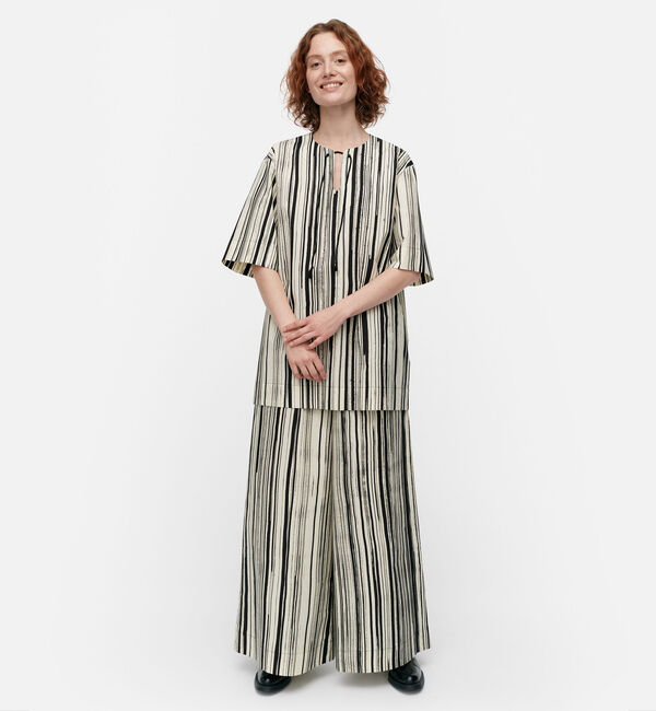 Marimekko「Jiiri Siluetti ブラウス」|シャツ・ブラウス|ﾌﾞﾗｯｸ&times;ﾗｲﾄｲｴﾛｰ