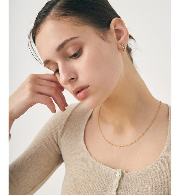 ete「ダブルライン バイカラー ハグイヤリング」|イヤリング|