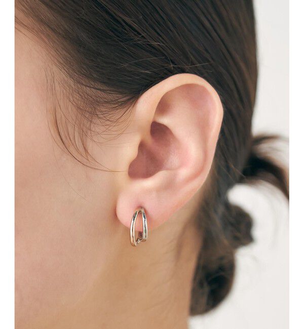 ete「ダブルライン バイカラー ハグイヤリング」|イヤリング|