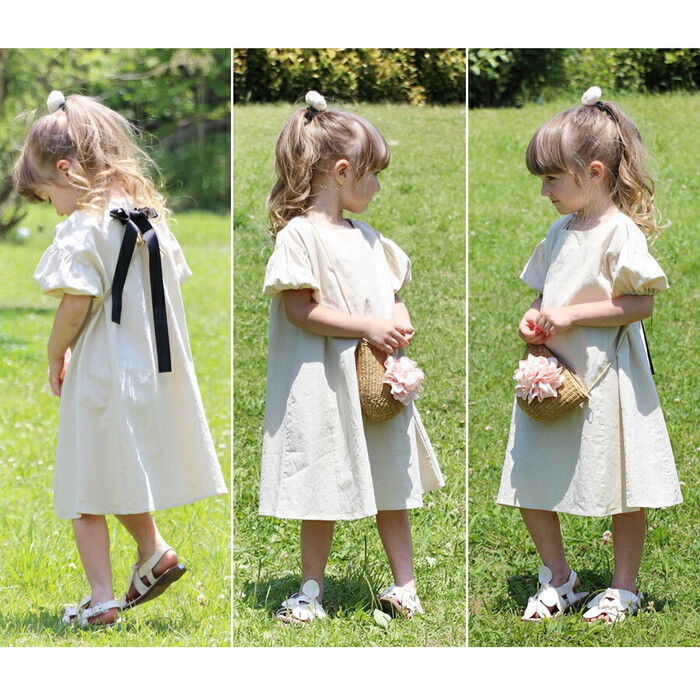 BACKYARD FAMILY「Rora ワンピース キッズ 通販 ローラ ワンピ ナチューラ 半袖 パフスリーブ 無地」|その他|