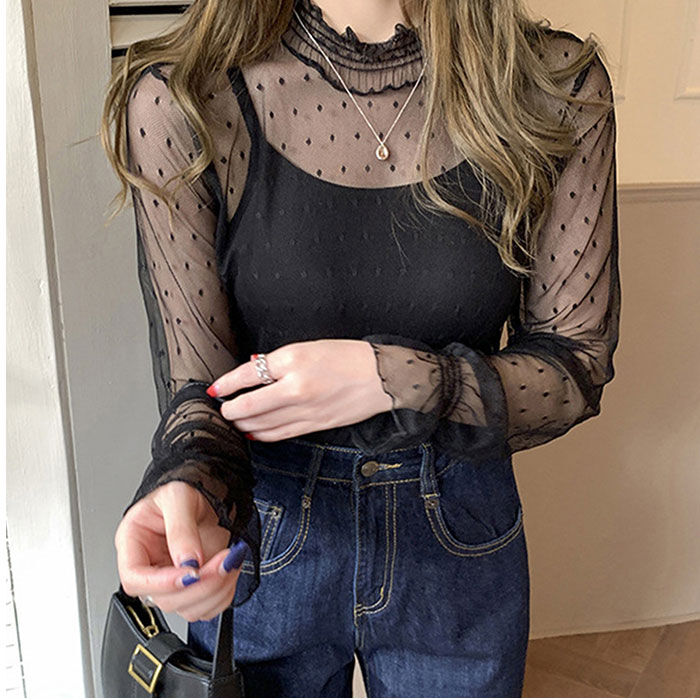 BACKYARD FAMILY「シアートップス 長袖 通販 シアー カットソー シアーブラウス チュールブラウス チュール」|シャツ・ブラウス|