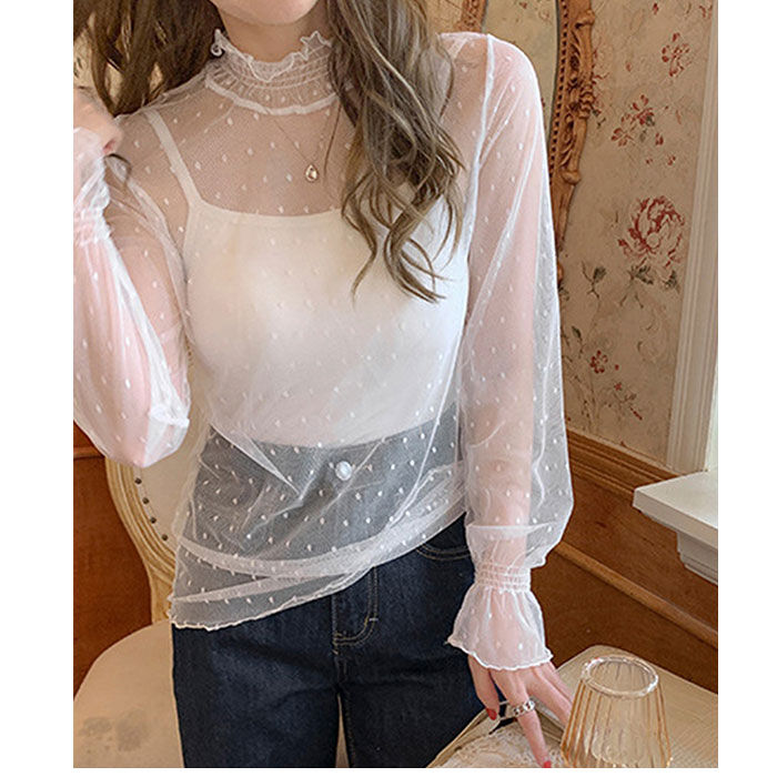 BACKYARD FAMILY「シアートップス 長袖 通販 シアー カットソー シアーブラウス チュールブラウス チュール」|シャツ・ブラウス|