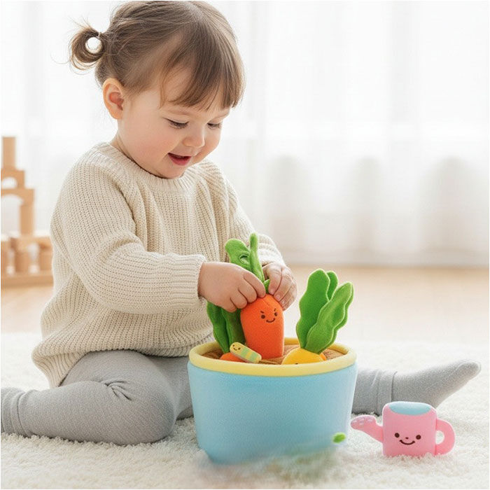 BACKYARD FAMILY「赤ちゃん おもちゃ 指先の知育 通販 ミニファームシリーズ ぱりぱりにんじん畑 ソフトトイ」|その他ベビー用品|