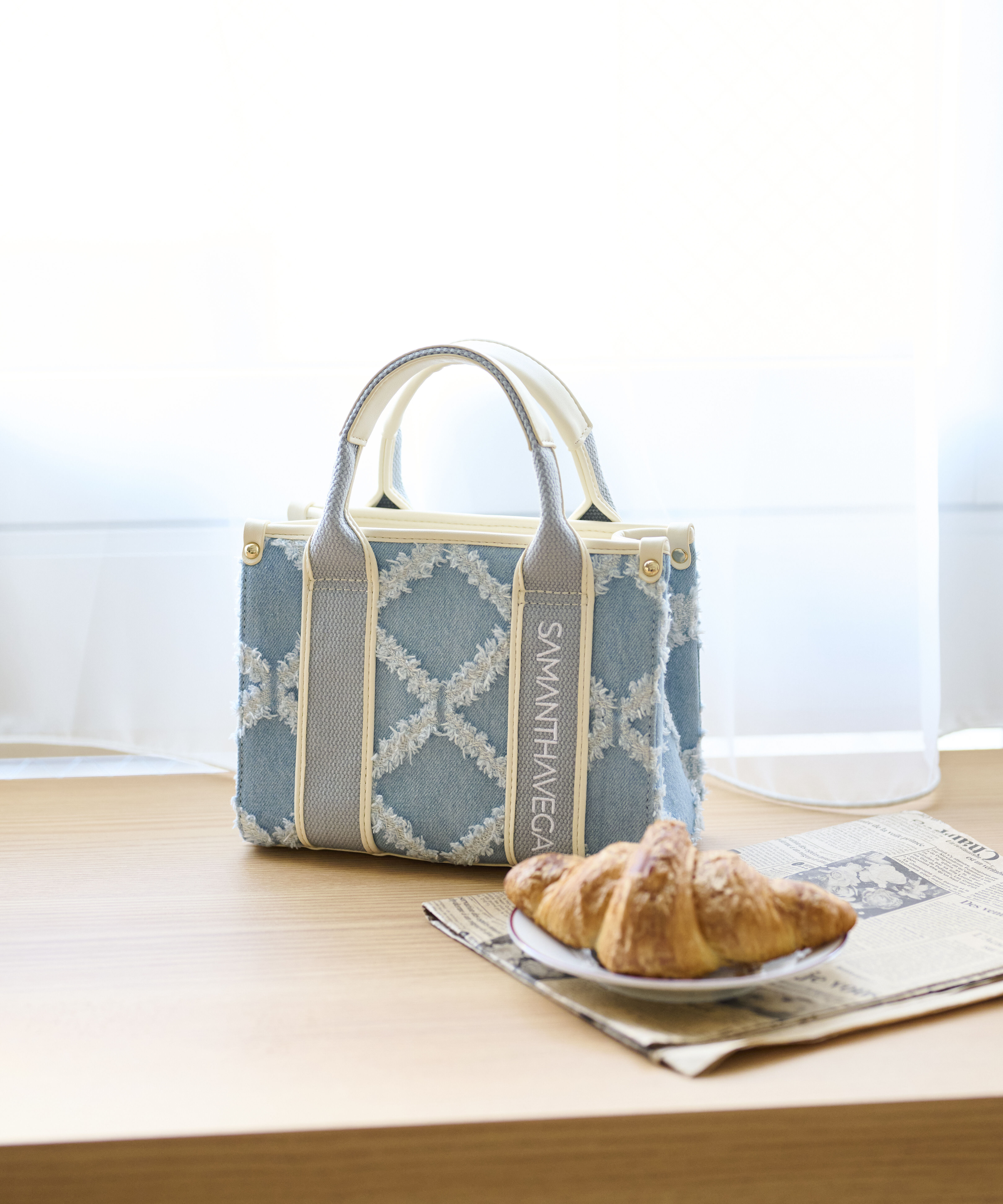 Samantha Vega「ロゴテープデニム風トート（ミニ）」|ショルダー・メッセンジャー|