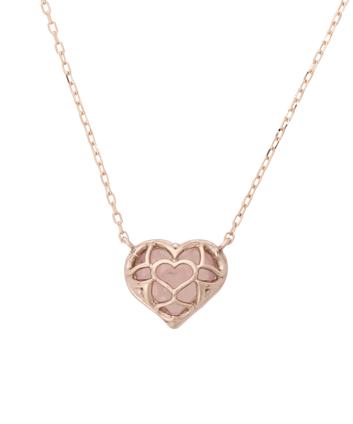 Samantha Tiara「K10 PG　ローズクォーツハートネックレス(大)」|ネックレス|