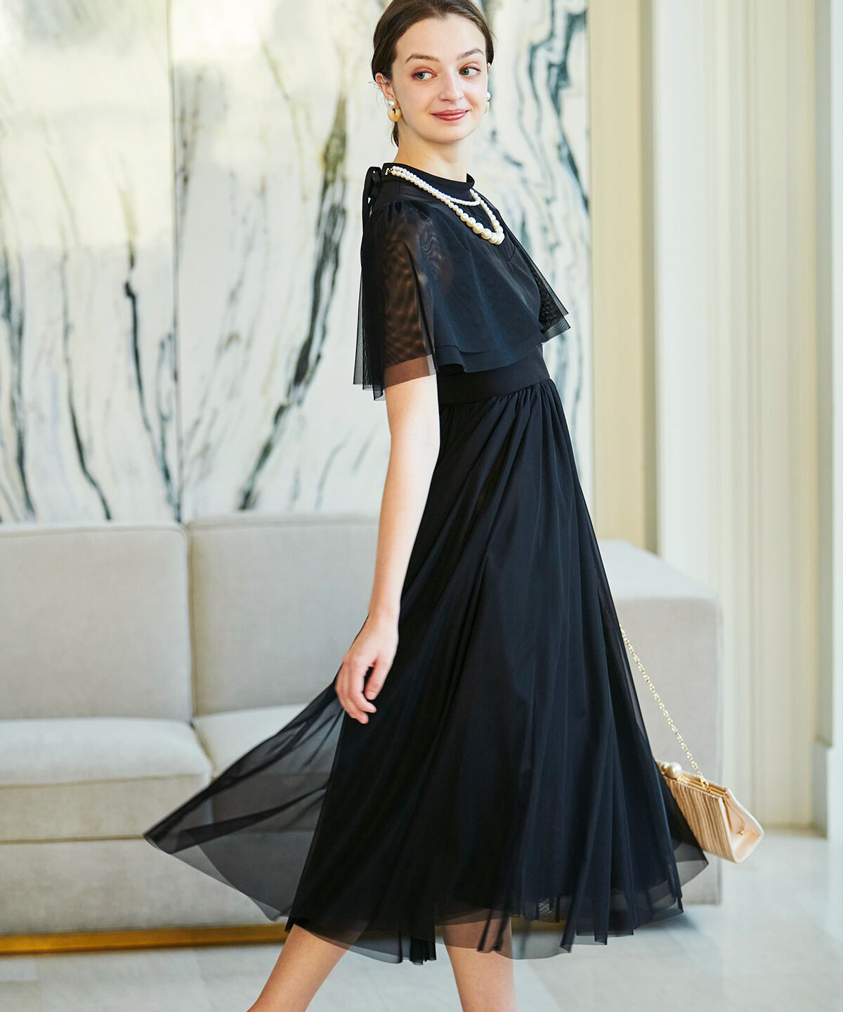 アンドクチュール「チュールオーバーレースドレス」|ドレス|