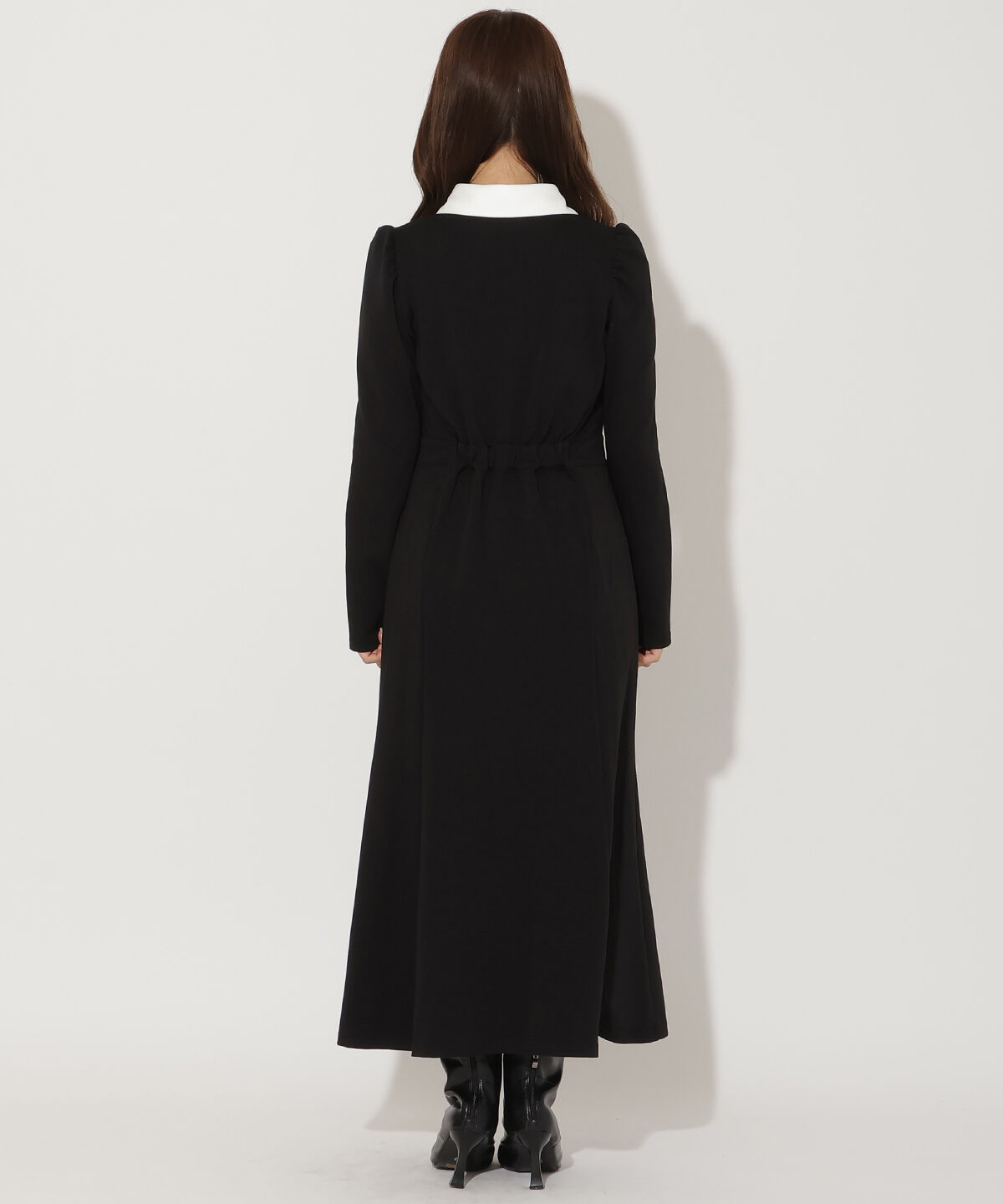 アンドクチュール「配色ポロ襟長袖ワンピース」|ワンピース|