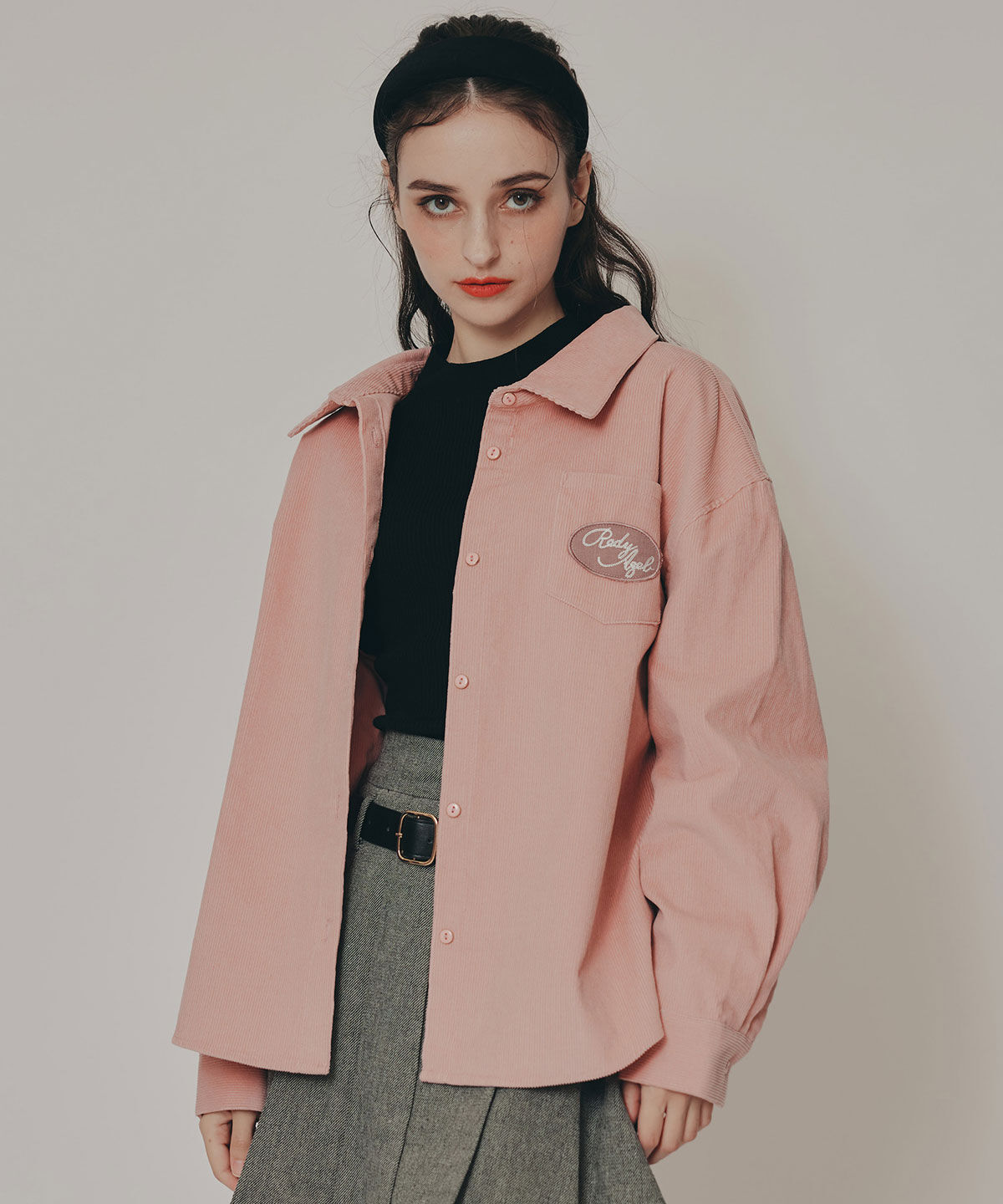 REDYAZEL「ロゴワッペンオーバーシャツ」|シャツ・ブラウス|ピンク