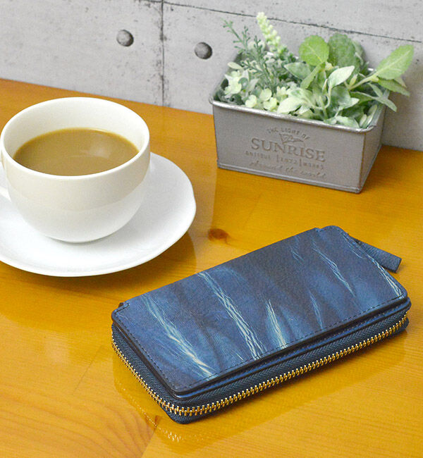 Kinuya Indigo「W409 本革　藍染め　絞り　Wallet」|財布|