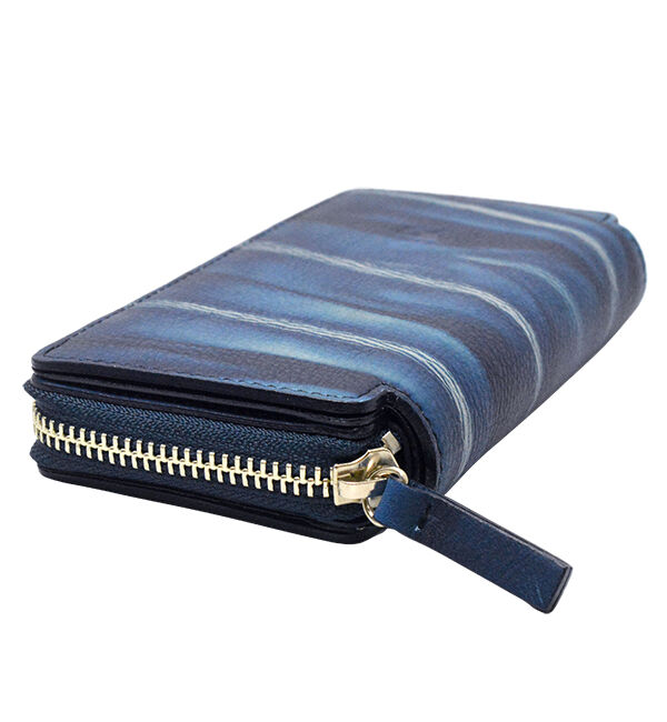 Kinuya Indigo「W409 本革　藍染め　絞り　Wallet」|財布|