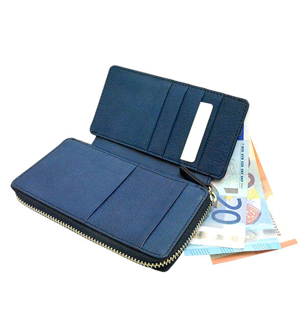 Kinuya Indigo「W409 本革　藍染め　絞り　Wallet」|財布|