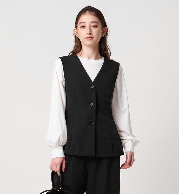 UNITED ARROWS「ダブルクロス ベスト -ウォッシャブル-」|ベスト・ジレ|BLACK