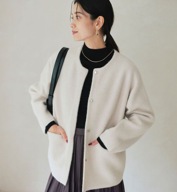 UNITED ARROWS green label relaxing「［size SHORTあり］FOXブレンド セッケツ ノーカラー カーディガン」|カーディガン|