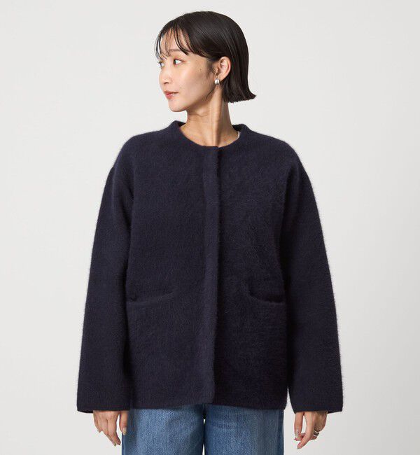 UNITED ARROWS green label relaxing「［size SHORTあり］FOXブレンド セッケツ ノーカラー カーディガン」|カーディガン|