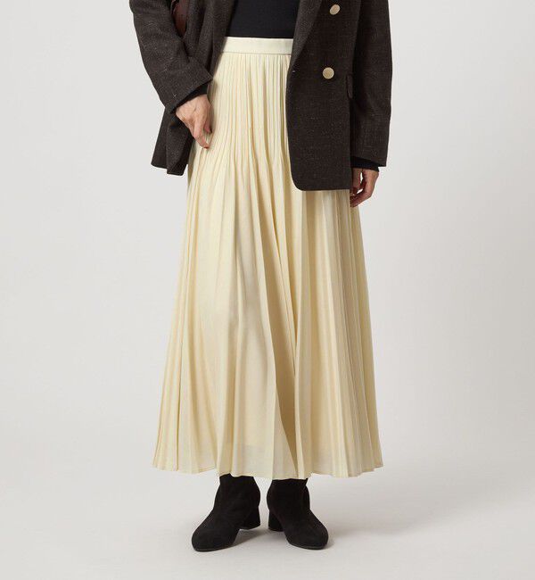 UNITED ARROWS green label relaxing「シアー プリーツ スカート」|フレア|CREAM