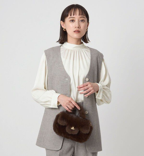 UNITED ARROWS green label relaxing「サテン スタンドネック ギャザー ブラウス」|シャツ・ブラウス|