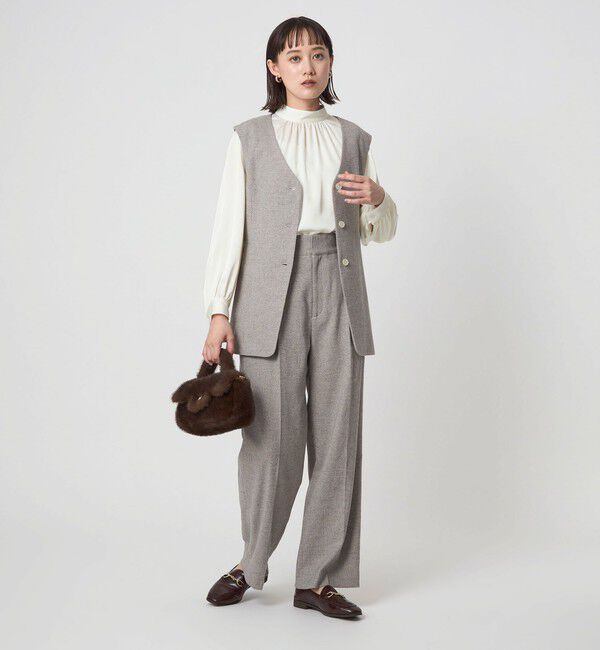 UNITED ARROWS green label relaxing「サテン スタンドネック ギャザー ブラウス」|シャツ・ブラウス|