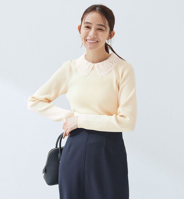 UNITED ARROWS green label relaxing「リブ エリレース 2WAY ニット プルオーバー ウォッシャブル」|ニット・セーター|