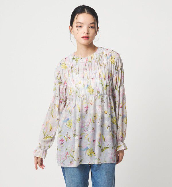 EMMEL REFINES「＜EMMEL REFINES＞EM フラワーシャーリング チュニック」|シャツ・ブラウス|LT.GRAY