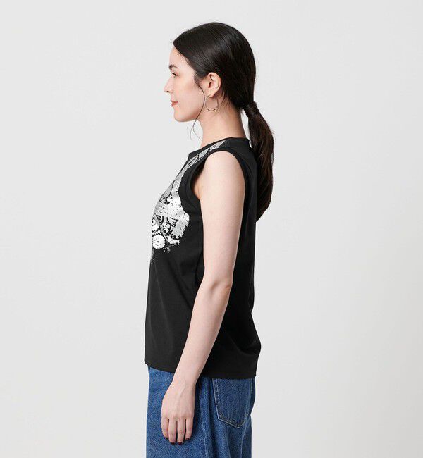 BEAUTY&YOUTH UNITED ARROWS「【WEB限定】グリッタートロンプルイユ ノースリーブTシャツ」|Tシャツ・カットソー|