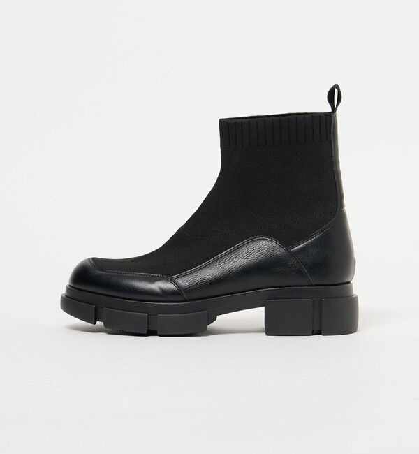 BEAUTY&YOUTH UNITED ARROWS「ニット レザーライク ブーツ 撥水/晴雨兼用」|ショートブーツ|