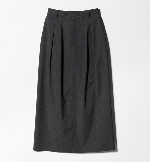 BEAUTY&YOUTH UNITED ARROWS「毛ブレンド ストライプ タックロングスカート  防シワ ウォッシャブル」|スカート|