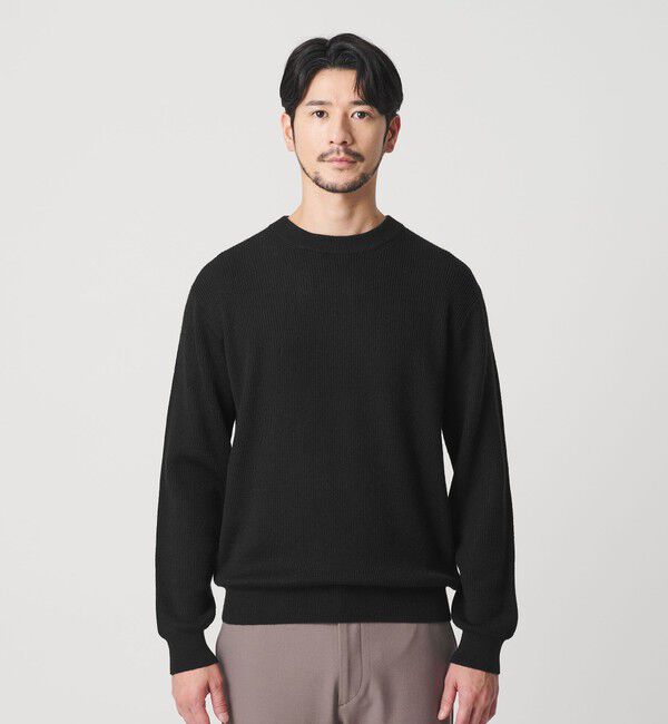 BEAUTY&YOUTH UNITED ARROWS「【WEB限定 WARDROBE SMART】マシーンウォッシャブル ウールミックス アゼ クルーネック」|ニット・セーター|