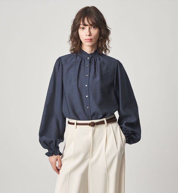 STEVEN ALAN「＜Steven Alan＞フリル ブラウス」|シャツ・ブラウス|NAVY