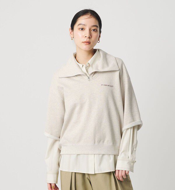 BEAUTY&YOUTH UNITED ARROWS「【別注】＜Americana＞ジップ ショートスリーブ スウェットプルオーバー」|スウェット・ジャージ|