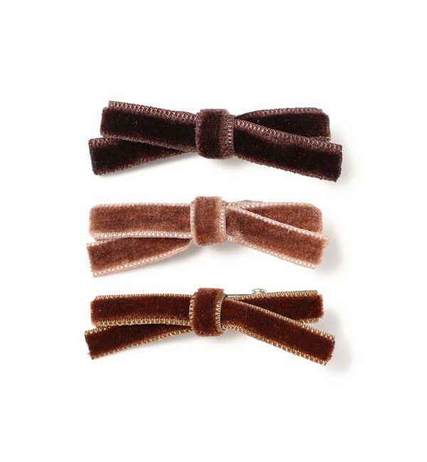 BEAMSBOY「ミニ ベロア リボン ピン 3SET」|その他|BROWN