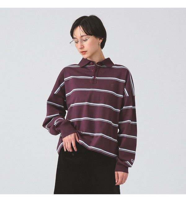 Ray BEAMS 「【別注】Champion / ボーダー ポロシャツ」|ポロシャツ|BURGUNDY