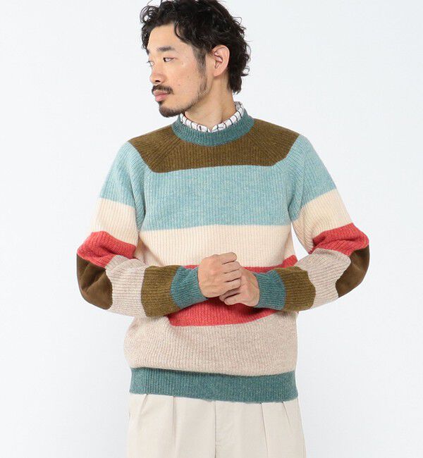 BEAMS PLUS「BEAMS PLUS / Crew Multi Stripe 5G」|ニット・セーター|