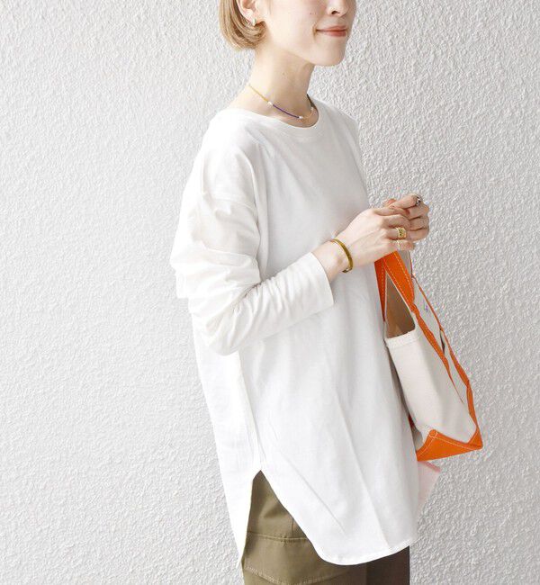 SHIPS any「SHIPS any:〈吸水速乾〉ラウンドヘム ロングスリーブ ワイド TEE」|Tシャツ・カットソー|ホワイト