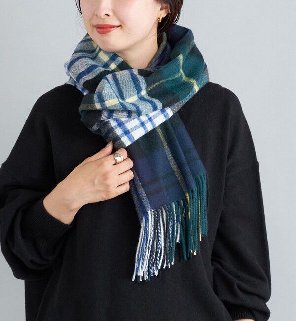 SHIPS for women「チェック カシミヤ ストール」|ストール|グリーン