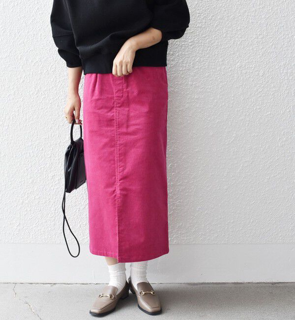 SHIPS for women「*〈手洗い可能〉ストレッチ コーデュロイ イージー ナロー スカート ◇」|タイト|ピンク