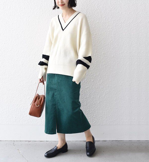 SHIPS for women「*〈手洗い可能〉ストレッチ コーデュロイ イージー ナロー スカート ◇」|タイト|